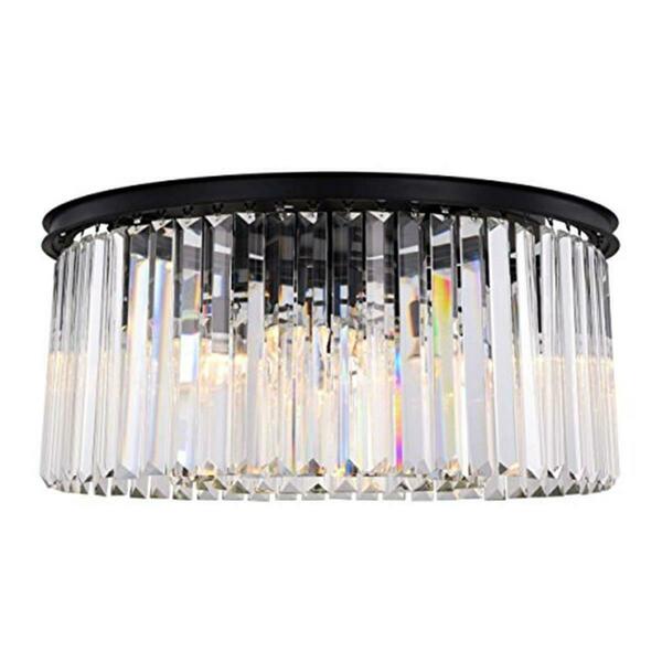 Glowflow 1238F31MB-RC Sydney 8 Light Flush Mount Royal Cut Crystals - Matte Black GL2961419